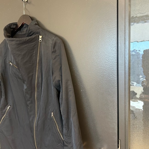 Eileen Fisher XS fleece lined GUC Utility Jacket Asymmetrical Zipper High Collar - Picture 14 of 14